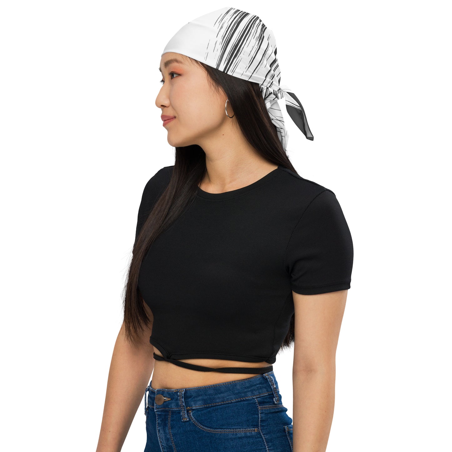 Black and White 'Grunge' Print bandana