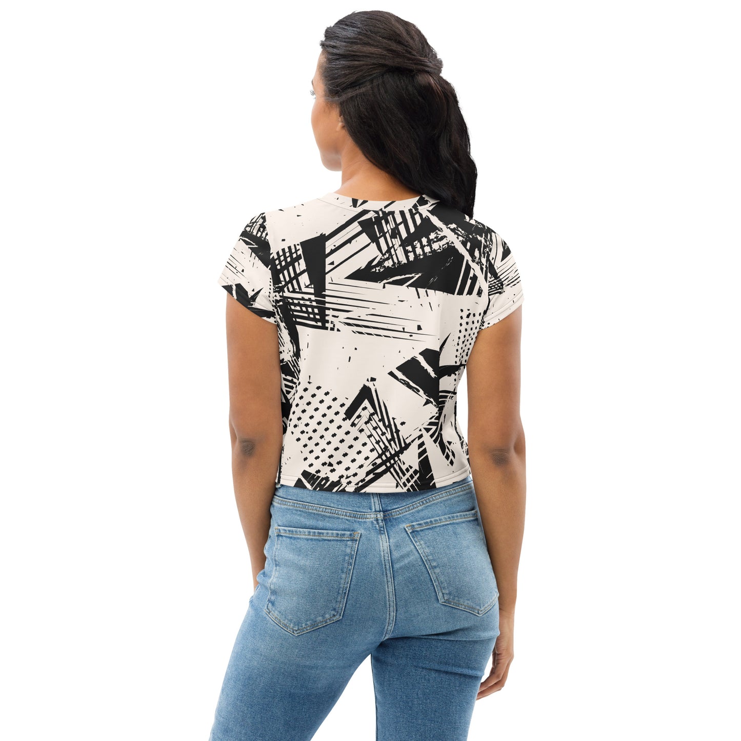 Women's Grunge Color Loss All-Over Print Crop Tee