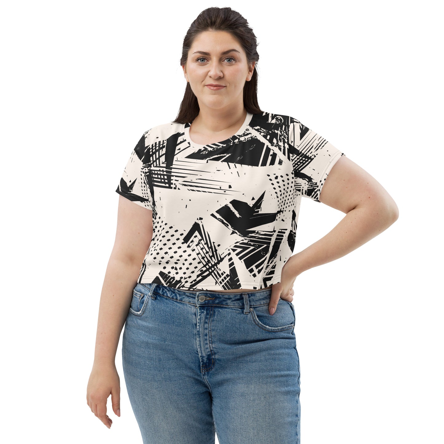 Women's Grunge Color Loss All-Over Print Crop Tee