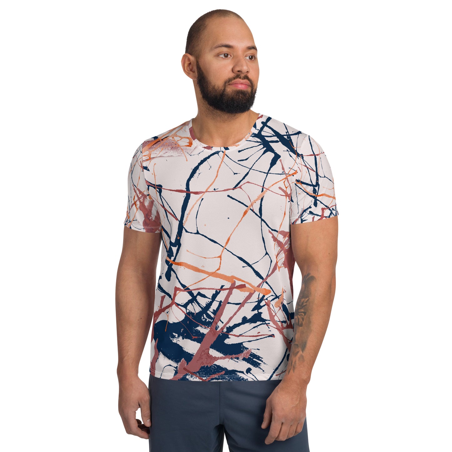 'Grunge Line' Abstract Men's Athletic T-shirt