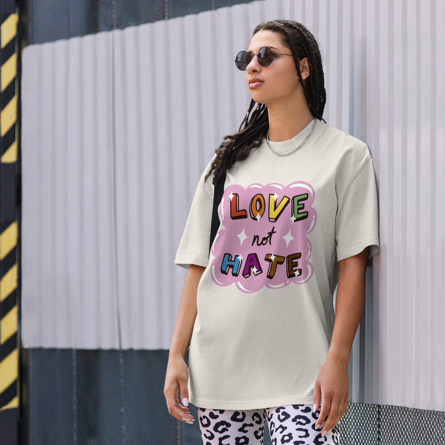 Pride Collection Love Not Hate Oversized faded t-shirt