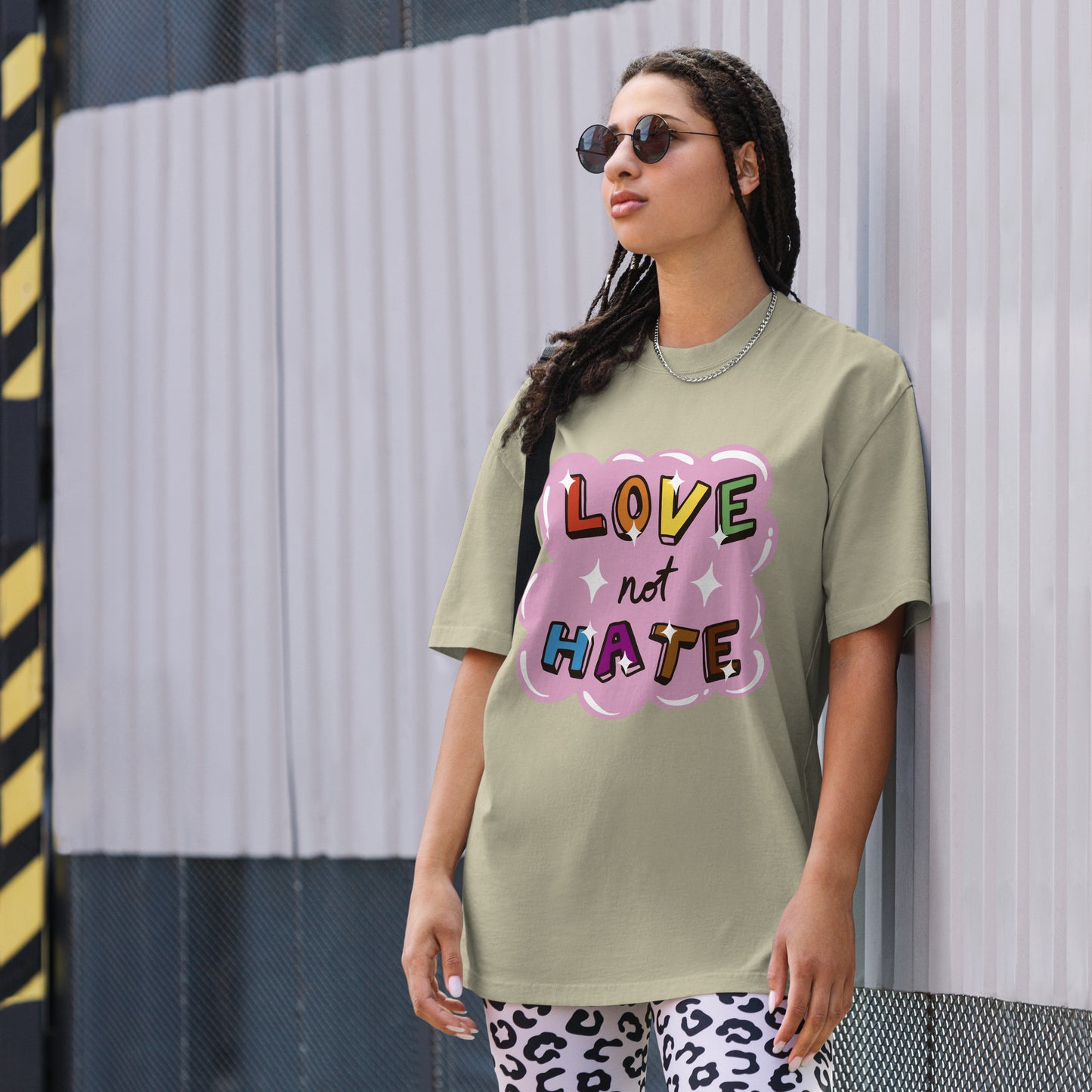 Pride Collection Love Not Hate Oversized faded t-shirt