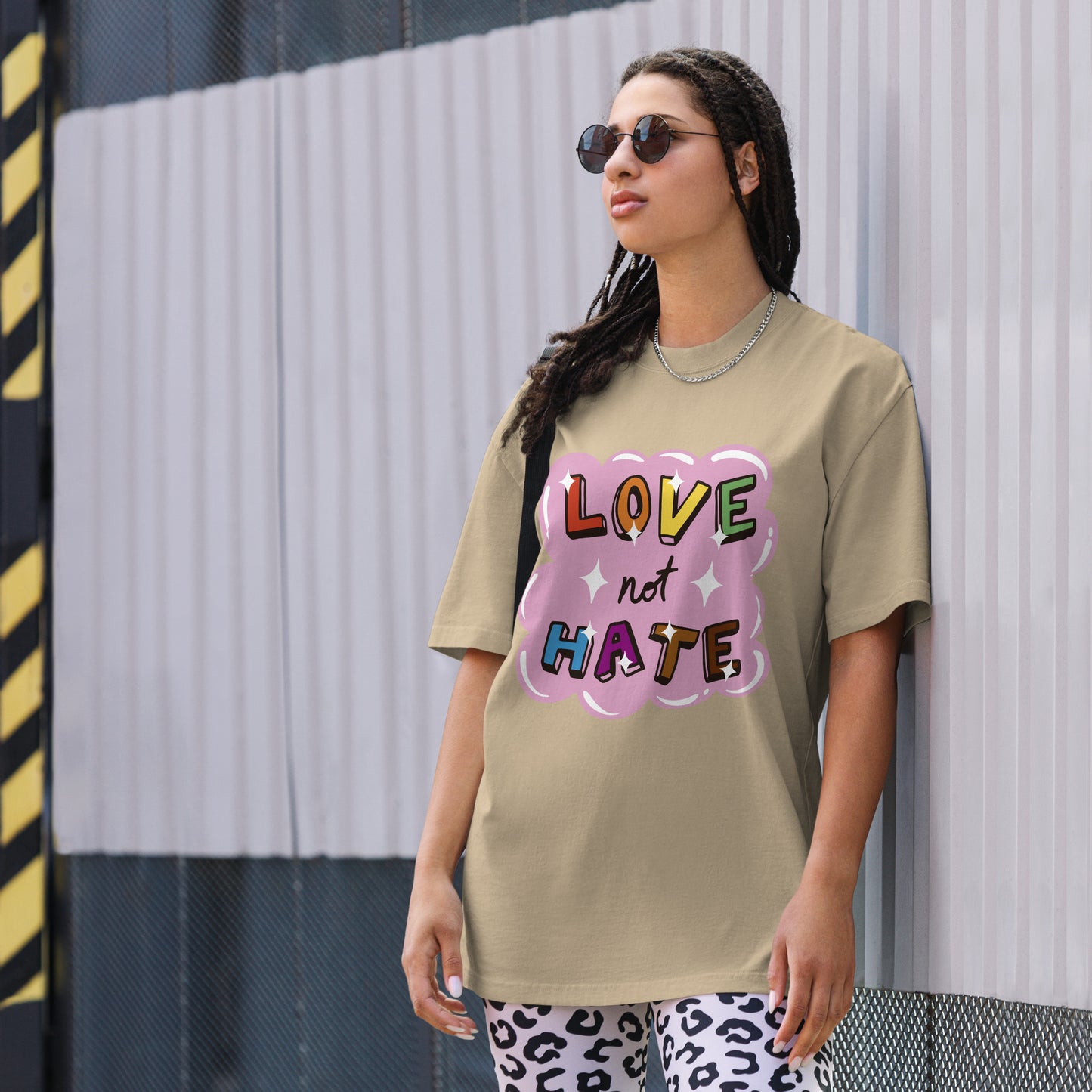 Pride Collection Love Not Hate Oversized faded t-shirt