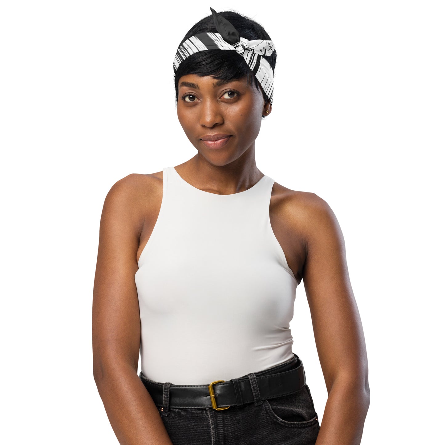 Black and White 'Grunge' Print bandana