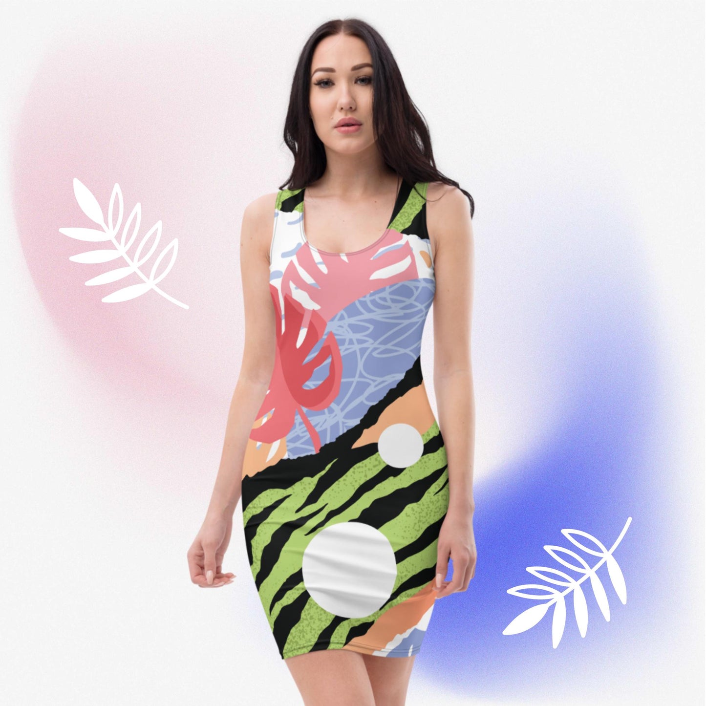Green 'Art Pop' Cut & Sew Dress